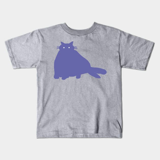 Mysterious Periwinkle Blue Chonk Kitty Cat Kids T-Shirt by ellenhenryart